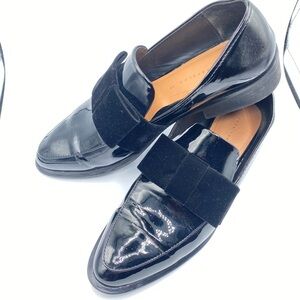 Zara Trafaluc Glossy Black Women’s Loafers with Velvet Bow EU 39